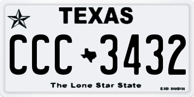 TX license plate CCC3432
