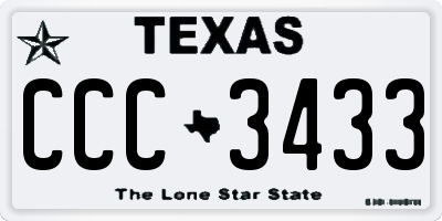 TX license plate CCC3433