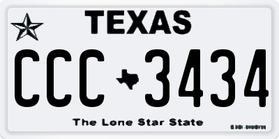 TX license plate CCC3434