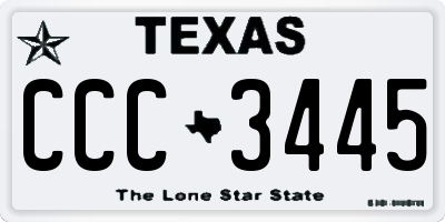 TX license plate CCC3445