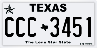 TX license plate CCC3451