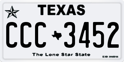 TX license plate CCC3452