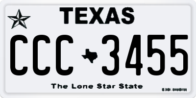 TX license plate CCC3455
