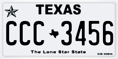TX license plate CCC3456