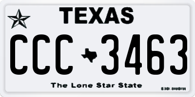 TX license plate CCC3463