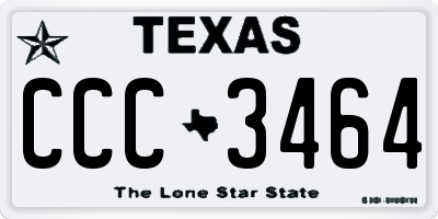TX license plate CCC3464