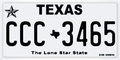 TX license plate CCC3465
