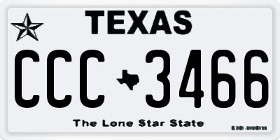 TX license plate CCC3466