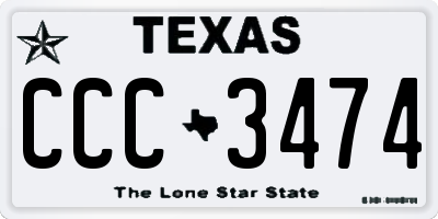 TX license plate CCC3474