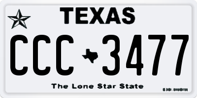 TX license plate CCC3477