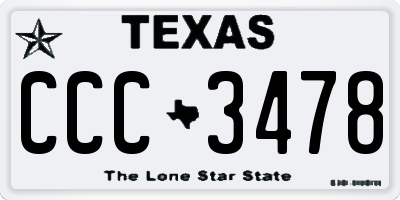 TX license plate CCC3478