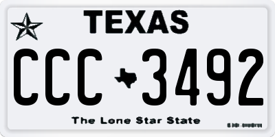 TX license plate CCC3492