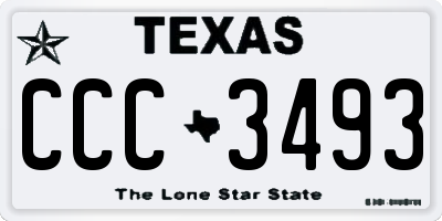 TX license plate CCC3493