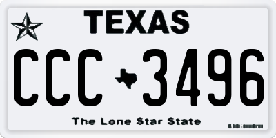 TX license plate CCC3496