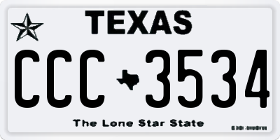 TX license plate CCC3534