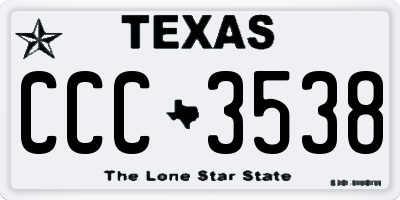 TX license plate CCC3538