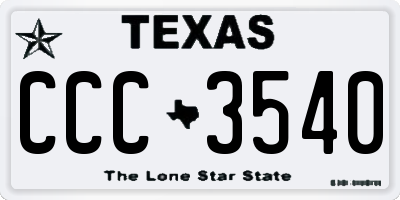 TX license plate CCC3540