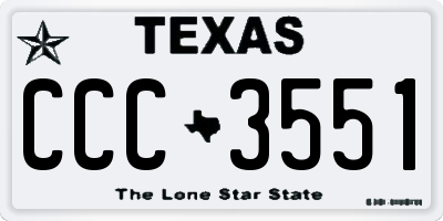 TX license plate CCC3551