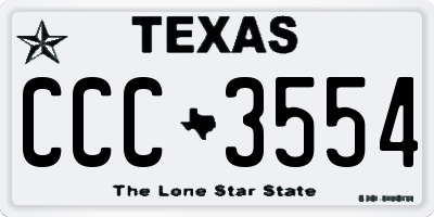 TX license plate CCC3554