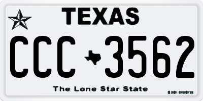 TX license plate CCC3562