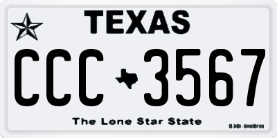 TX license plate CCC3567
