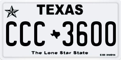 TX license plate CCC3600