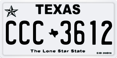TX license plate CCC3612