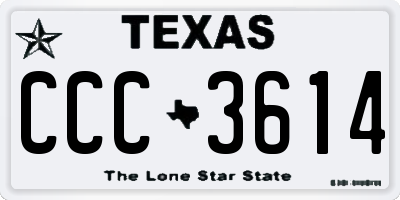 TX license plate CCC3614