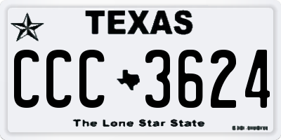 TX license plate CCC3624