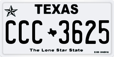 TX license plate CCC3625
