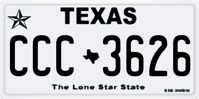 TX license plate CCC3626