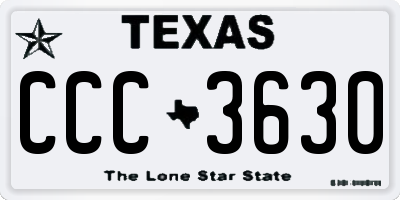 TX license plate CCC3630