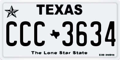 TX license plate CCC3634