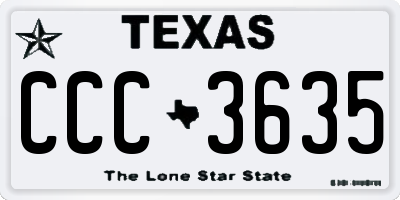 TX license plate CCC3635