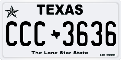 TX license plate CCC3636