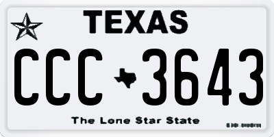 TX license plate CCC3643