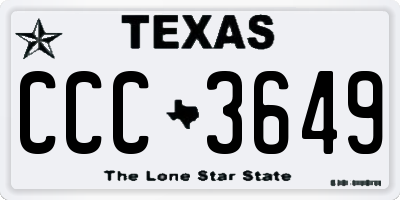 TX license plate CCC3649