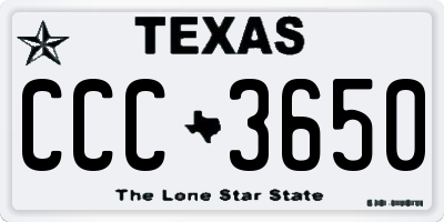 TX license plate CCC3650