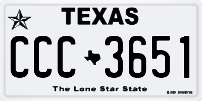 TX license plate CCC3651