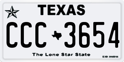 TX license plate CCC3654