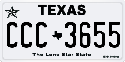 TX license plate CCC3655