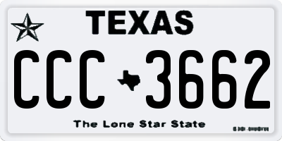 TX license plate CCC3662