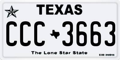 TX license plate CCC3663