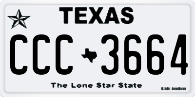 TX license plate CCC3664