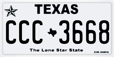 TX license plate CCC3668
