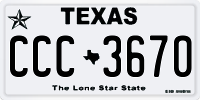 TX license plate CCC3670