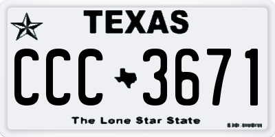 TX license plate CCC3671