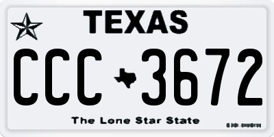 TX license plate CCC3672