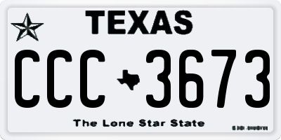 TX license plate CCC3673