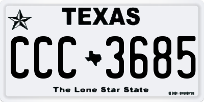 TX license plate CCC3685
